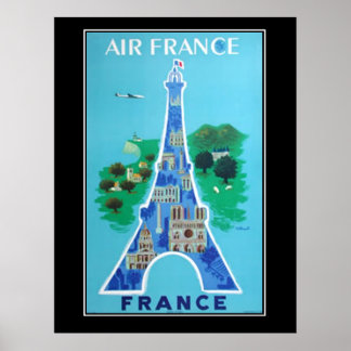 Frankrijk Eiffeltoren Reis Vintage poster frans
