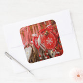 Frankrijk, Elzas, Colmar. kerstmarkt Vierkante Sticker (Envelop)