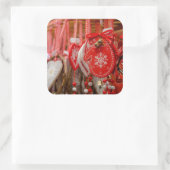 Frankrijk, Elzas, Colmar. kerstmarkt Vierkante Sticker (Tas)