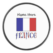 Frankrijk en de Franse vlag met Jouw naam Hockey Puck (Voorkant)