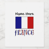 Frankrijk en de Franse vlag met Jouw naam Wijn Etiket (Enkel label)