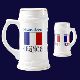 Frankrijk en Franse Vlag Blauw Personalisatie Bierpul