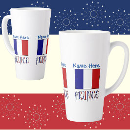 Frankrijk en Franse Vlag Blauw Personalisatie Groo Latte Mok