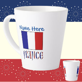 Frankrijk en Franse Vlag Blauw Personalisatie Klei Latte Mok
