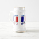 Frankrijk en Franse vlag Blue Personalisatie Bierpul (Voorkant links)