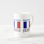 Frankrijk en Franse vlag Blue Personalisatie Porselein Kop (Voorkant rechts)