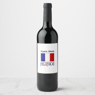 Frankrijk en Franse vlag met uw naam Wijn Etiket