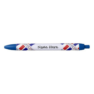 Frankrijk en Franse vlag met uw naam Zwarte Inkt Pen