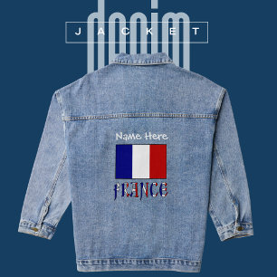 Frankrijk en Franse Vlag Witte Personalisatie  Denim Jacket