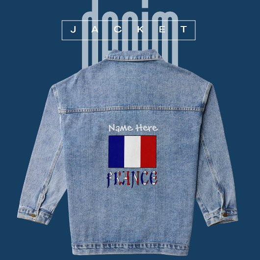 Frankrijk en Franse Vlag Witte Personalisatie Denim Jacket