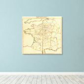 Frankrijk en grenzen canvas afdruk (Insitu (Houten vloer))