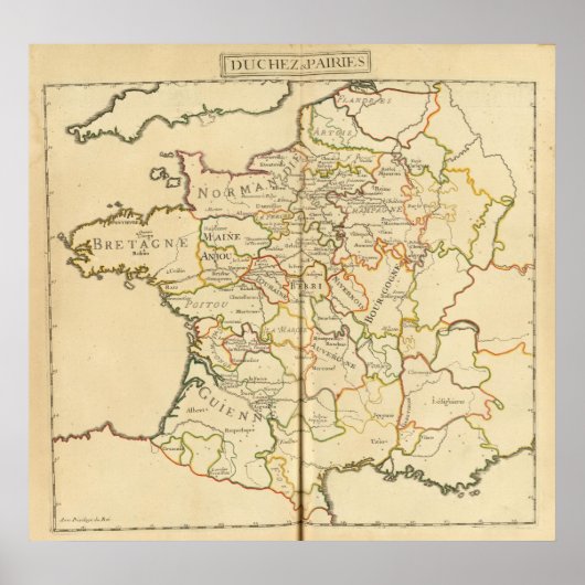 Frankrijk en grenzen poster (Voorkant)