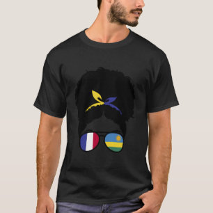 Frankrijk En Rwanda Mix Afro Haar Half Frans Half T-shirt