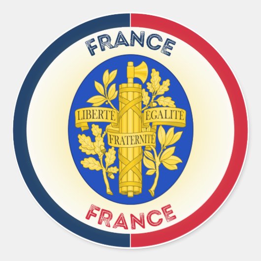 Frankrijk Erfgoed Embleem Ronde Sticker (Voorkant)