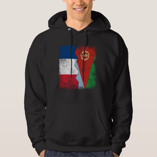 Frankrijk Eritrea vlaggen half Eritrese Franse wor Hoodie (Voorkant)