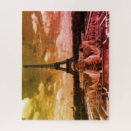  Frankrijk Fontain Chaillot Tower Eiffel Legpuzzel (Verticaal)
