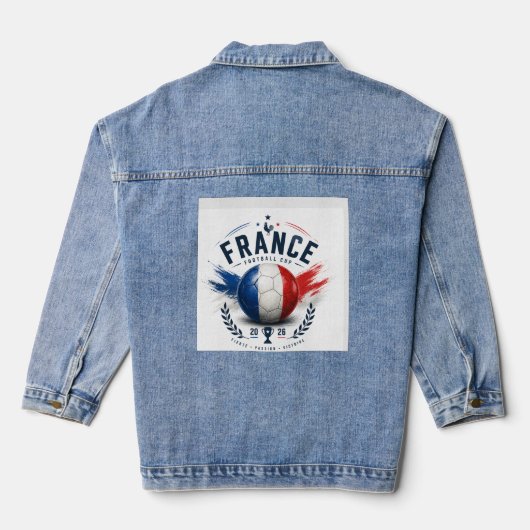 Frankrijk Football Cup 2026 Denim Jas Jacket (Achterkant)