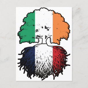Frankrijk Frankrijk Ierland - vlag boomkorren Briefkaart