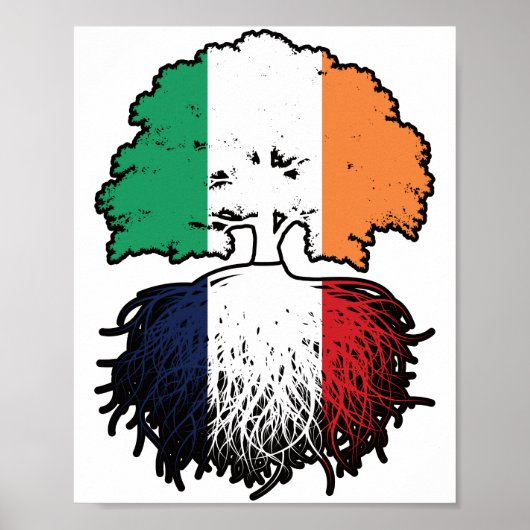 Frankrijk Frankrijk Ierland - vlag boomkorren Poster (Voorkant)