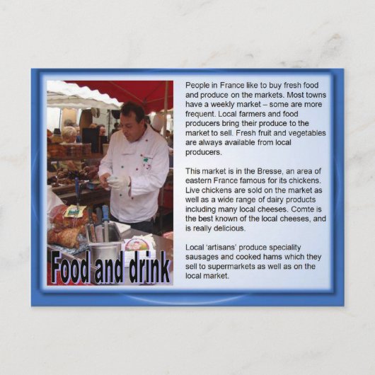 Frankrijk, Frans voedsel Briefkaart (Voorkant)