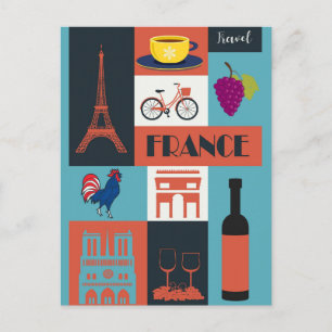 Frankrijk Franse Landmarks Wine Travel Briefkaart
