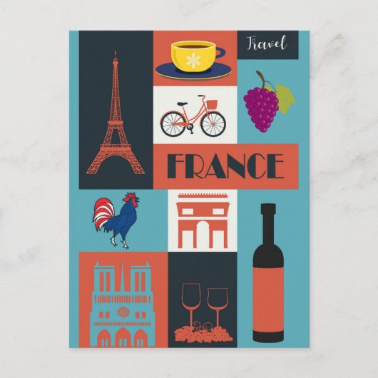 Frankrijk Franse Landmarks Wine Travel Briefkaart (Voorkant)