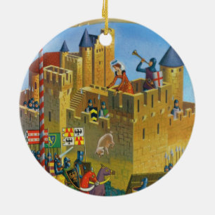 Frankrijk, Franse vintage Medieval Carcassonne Keramisch Ornament