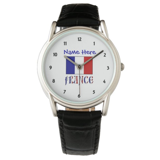 Frankrijk Franse vlag gepersonaliseerde kleine num Horloge (Voorkant)