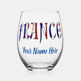 Frankrijk Franse Vlag Kleuren Persoonlijk Wijnglas Zonder Voet