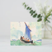  Frankrijk, handbeschilderd schip in zee, 1935 Briefkaart (Staand voorkant)