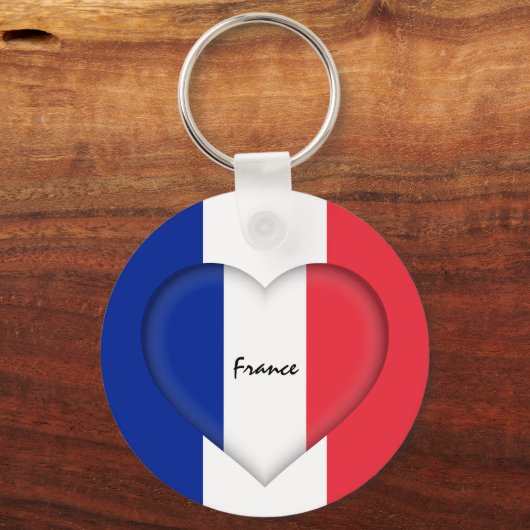 Frankrijk & Heart, Franse mode vlag/sport Sleutelhanger (Voorkant)