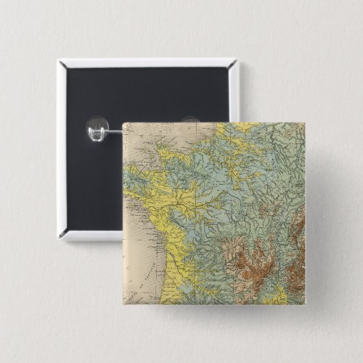 Frankrijk hypsometrisch vierkante button 5,1 cm (Voorkant /achterkant)