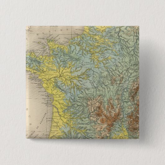 Frankrijk hypsometrisch vierkante button 5,1 cm (Voorkant)