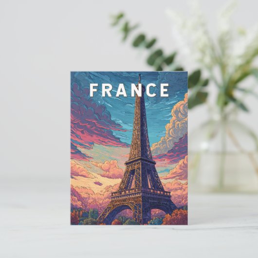 Frankrijk Illustratie Reizen Art Vintage Briefkaart (Staand voorkant)