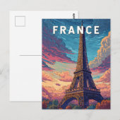 Frankrijk Illustratie Reizen Art Vintage Briefkaart (Voorkant / Achterkant)