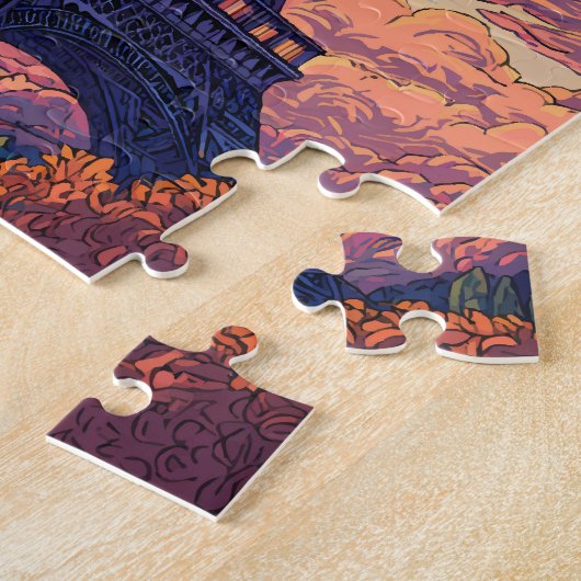 Frankrijk Illustratie Reizen Art Vintage Legpuzzel (Zijkant)