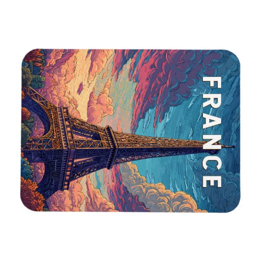 Frankrijk Illustratie Reizen Art Vintage Magneet (Horizontaal)