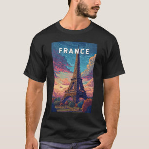 Frankrijk Illustratie Reizen Art Vintage T-shirt