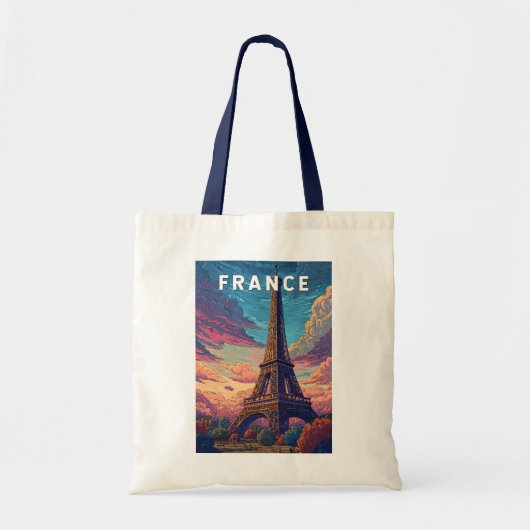 Frankrijk Illustratie Reizen Art Vintage Tote Bag (Voorkant)