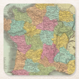 Frankrijk in departementen 2 kartonnen onderzetters