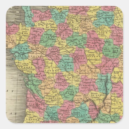 Frankrijk, in Departments Vierkante Sticker (Voorkant)