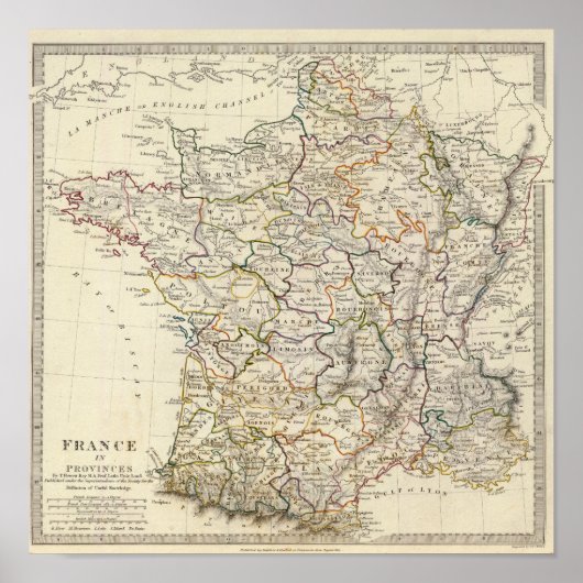 Frankrijk in provincies poster (Voorkant)