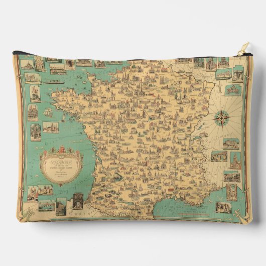  Frankrijk Kaart Cosmetic Bag Etui (Achterkant)