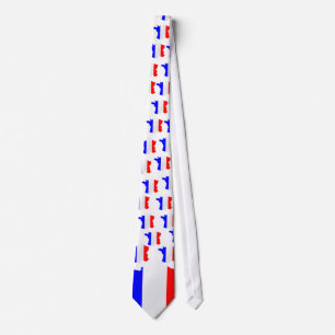 Frankrijk kaart en vlag Stropdas