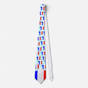 Frankrijk kaart en vlag Stropdas