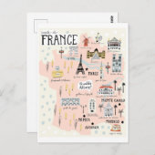 Frankrijk Kaart met toeristische bestemmingen (Voorkant / Achterkant)