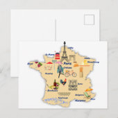 Frankrijk Kaart toeristische bestemmingen met name (Voorkant / Achterkant)