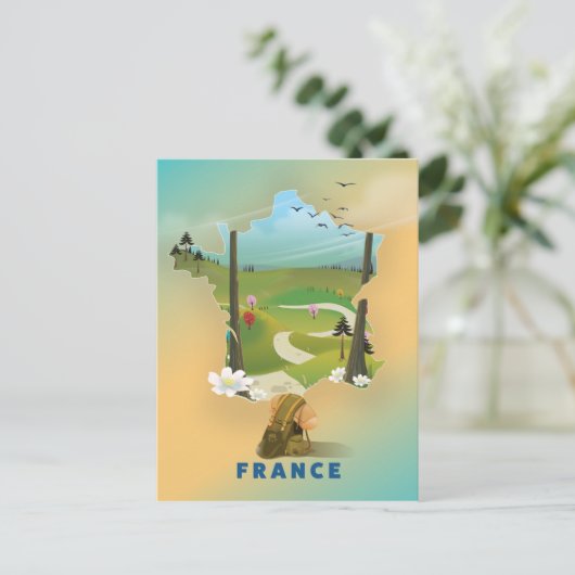 Frankrijk kaart vintage-poster (Staand voorkant)