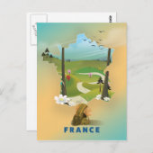 Frankrijk kaart vintage-poster (Voorkant / Achterkant)