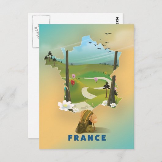 Frankrijk kaart vintage-poster (Voorkant / Achterkant)